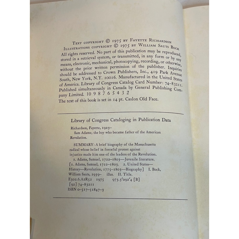 Sam Adams The Boy Who Became Father of the American Revolution Vintage Hardcover - Picture 10 of 14